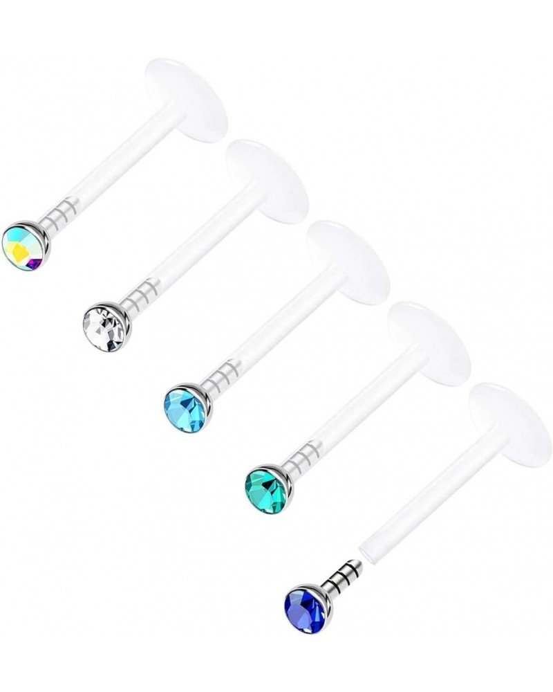 Acrylic Push In Lip Rings 16 gauge 1/4 6mm 2mm Crystal Vertical Labret Earrings Labret Nose Piercing Jewelry See More Colors ...