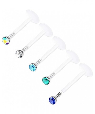 Acrylic Push In Lip Rings 16 gauge 1/4 6mm 2mm Crystal Vertical Labret Earrings Labret Nose Piercing Jewelry See More Colors ...