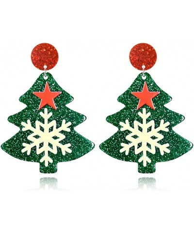 Unique Personality Acrylic Christmas Tree Truck Earrings Handmade Lightweight Creative Cartoon Christmas Tree Drop Dangle Ear...