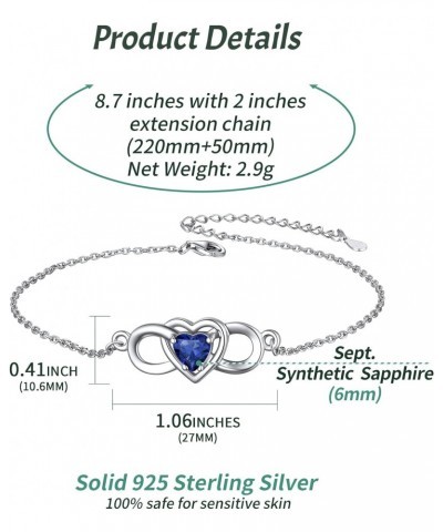 Heart September Birthstone Infinity Anklet for Women 925 Sterling Silver Simple Dainty Ankle Bracelet Summer Beach Jewelry $1...