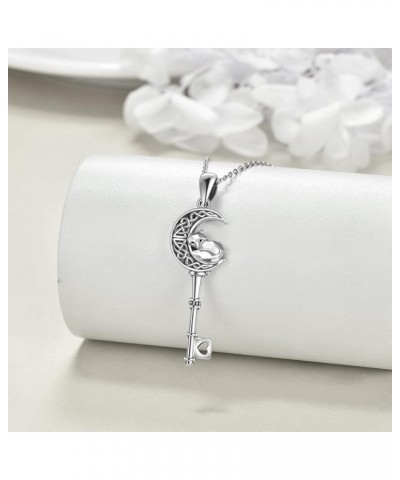 Sterling Silver Fox/Frog Necklace for Women Origami Fox/Frog Moon Necklace Gifts for Women Mom Key Fox $25.43 Necklaces