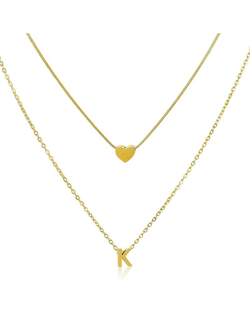 Gold Initial Necklace for Women Heart Necklace For Women Layered Necklace set 14K Gold Plated Necklace Girls Dainty Gold Name...