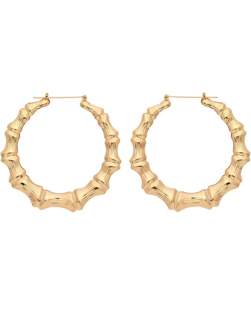 Large Babygirl Bamboo Joint Hoop Earrings - Hollow Out Hoops with 80s 90s Fashion Style for Party Bamboo-circle $7.07 Earrings