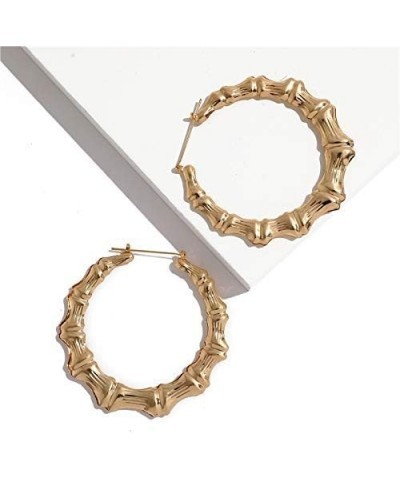 Large Babygirl Bamboo Joint Hoop Earrings - Hollow Out Hoops with 80s 90s Fashion Style for Party Bamboo-circle $7.07 Earrings