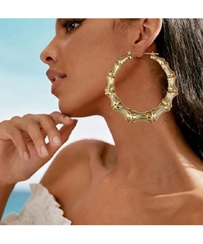 Large Babygirl Bamboo Joint Hoop Earrings - Hollow Out Hoops with 80s 90s Fashion Style for Party Bamboo-circle $7.07 Earrings