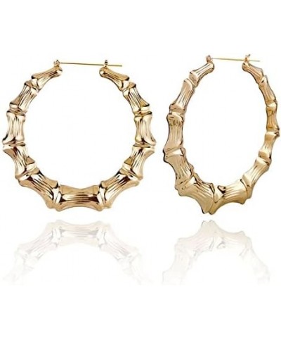 Large Babygirl Bamboo Joint Hoop Earrings - Hollow Out Hoops with 80s 90s Fashion Style for Party Bamboo-circle $7.07 Earrings