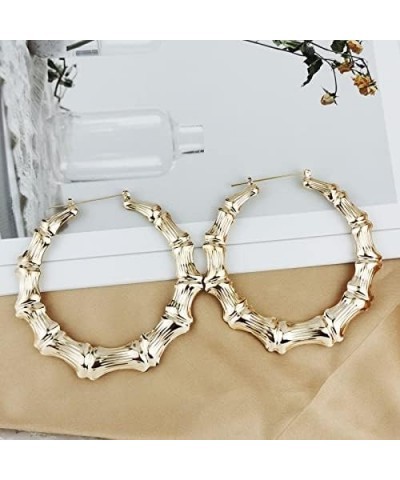 Large Babygirl Bamboo Joint Hoop Earrings - Hollow Out Hoops with 80s 90s Fashion Style for Party Bamboo-circle $7.07 Earrings