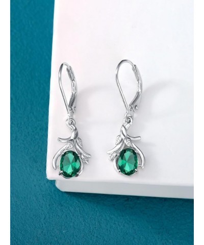 Nature Birthstone/Moss Agate Earrings for Women 925 Sterling Silver Leaf Earrings Cubic Zirconia Earrings Birthstone Christma...