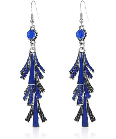 Color Boho Rhinestones Crystal Tree Layer Tassels Statement Gold Earrings for Women and Girls Fashion Jewelry for Party Daily...