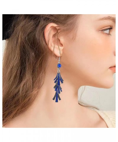 Color Boho Rhinestones Crystal Tree Layer Tassels Statement Gold Earrings for Women and Girls Fashion Jewelry for Party Daily...