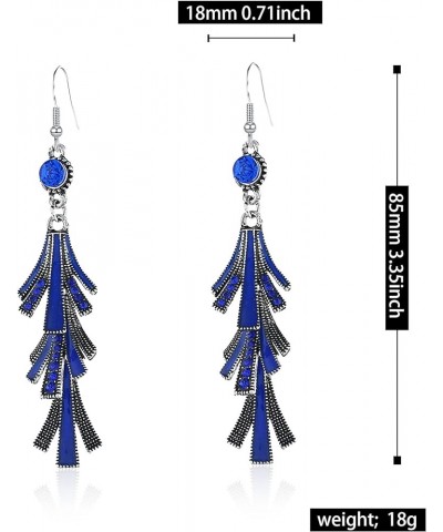 Color Boho Rhinestones Crystal Tree Layer Tassels Statement Gold Earrings for Women and Girls Fashion Jewelry for Party Daily...