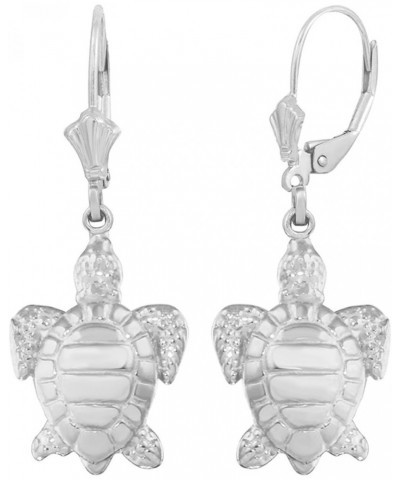 925 Sterling Silver Good Luck Sea Turtle Leverback Earrings $10.78 Earrings