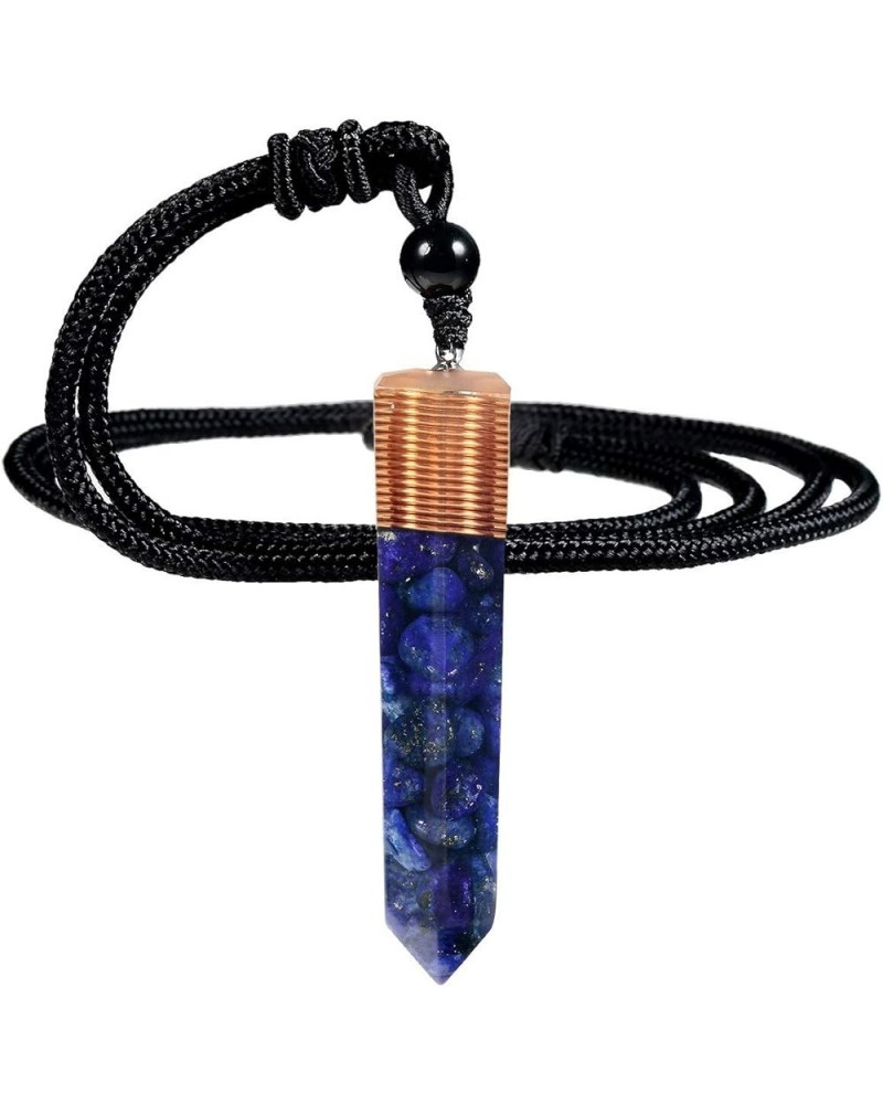 Orgone Healing Crystal Point Pendant Necklace for Women Men, Spiral Hexagonal Faceted Stone Pendant with Adjustable Cord 18-2...