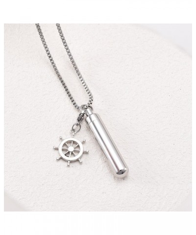 Tube Cylinder Cremation Necklace for Ashes Stainless Steel Pendant Locket Keepsake Memorial Urn Jewelry for Men Women Wheel $...