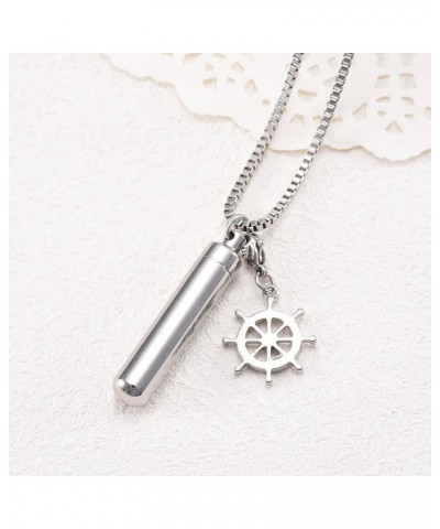 Tube Cylinder Cremation Necklace for Ashes Stainless Steel Pendant Locket Keepsake Memorial Urn Jewelry for Men Women Wheel $...