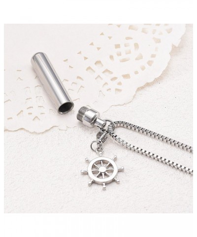 Tube Cylinder Cremation Necklace for Ashes Stainless Steel Pendant Locket Keepsake Memorial Urn Jewelry for Men Women Wheel $...