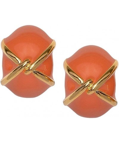 Colored Enamel Button Clip Earring with Gold "X" Accent Gold "X $34.30 Earrings