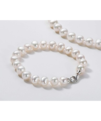 Freshwater Cultured Pearl Bracelet White Pearl All Shape Clasp Strand Bracelets for Women Jewelry Gift Size: 6-7mm/7-8mm/8-9m...