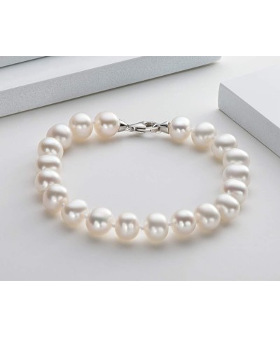 Freshwater Cultured Pearl Bracelet White Pearl All Shape Clasp Strand Bracelets for Women Jewelry Gift Size: 6-7mm/7-8mm/8-9m...