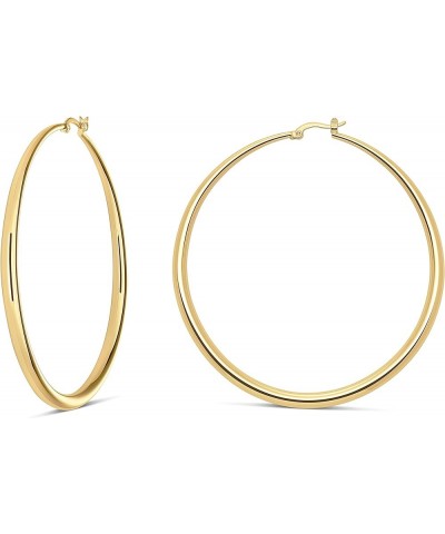 14K Gold Hoop Earrings For Women, Silver Hoop Earrings & Rose Gold Earrings with Graduated Curvature 14K Gold Plated / 3.2 in...