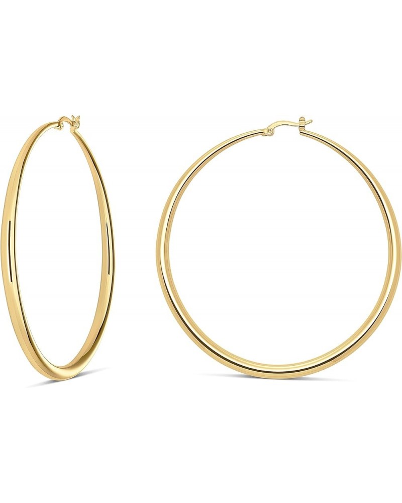 14K Gold Hoop Earrings For Women, Silver Hoop Earrings & Rose Gold Earrings with Graduated Curvature 14K Gold Plated / 3.2 in...