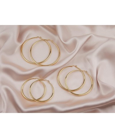 14K Gold Hoop Earrings For Women, Silver Hoop Earrings & Rose Gold Earrings with Graduated Curvature 14K Gold Plated / 3.2 in...