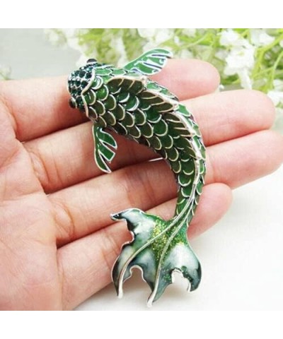 Vintage Green Fish Woman's Brooch Pin Rhinestone Crystal Animal Silver Tone $10.58 Brooches & Pins