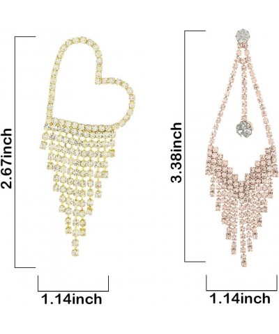 2 Pairs Dangle Earrings for Women Tassel Earrings Set,Long Tassel Heart Diamond Dangle Earrings Earstuds for Women Gifts $4.7...