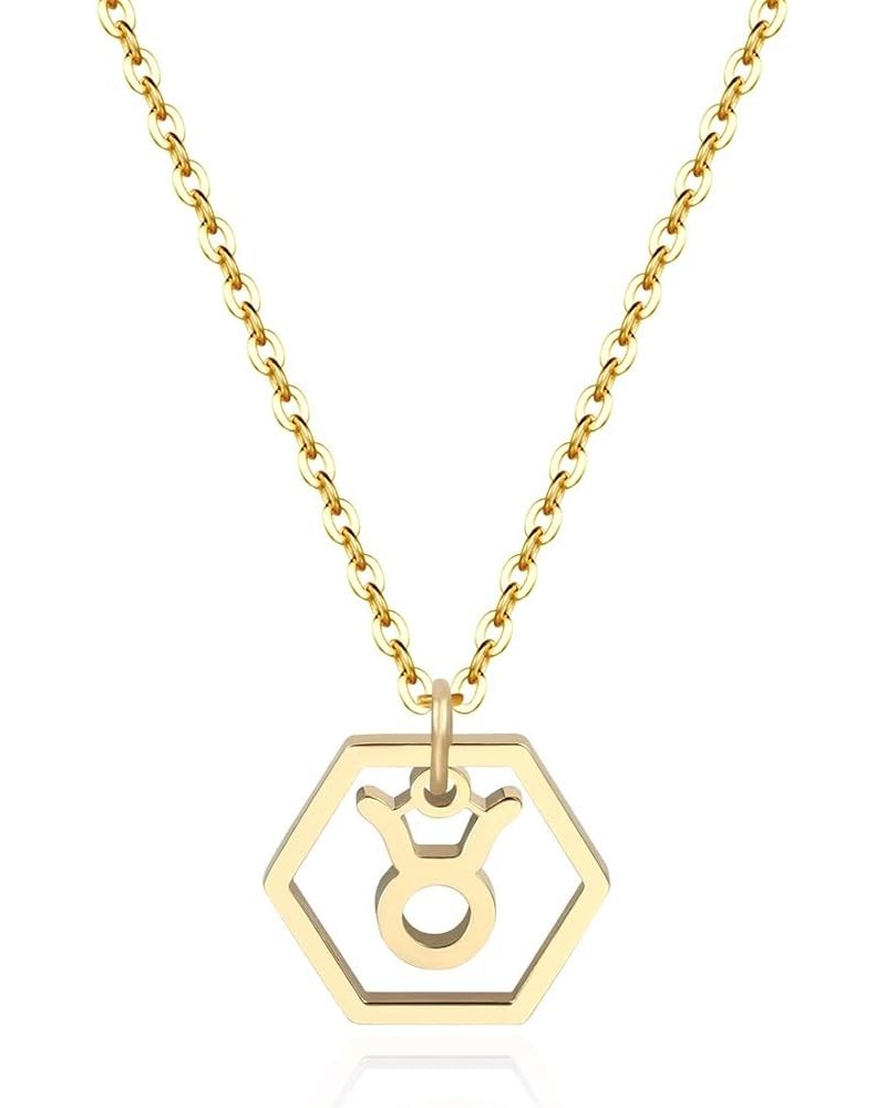 18K Gold Plated Astrology Necklace for Women Jewelry,12 Zodiac Pendant Horoscope Constellations Necklace Taurus-Hexagon $8.00...