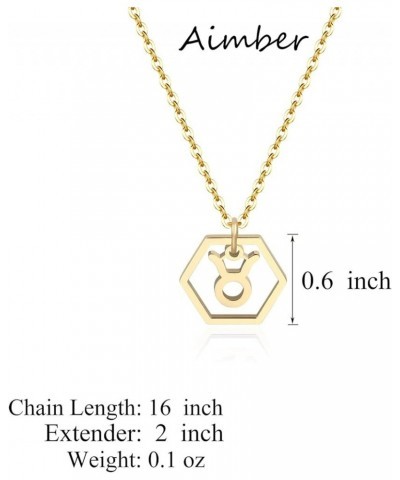 18K Gold Plated Astrology Necklace for Women Jewelry,12 Zodiac Pendant Horoscope Constellations Necklace Taurus-Hexagon $8.00...