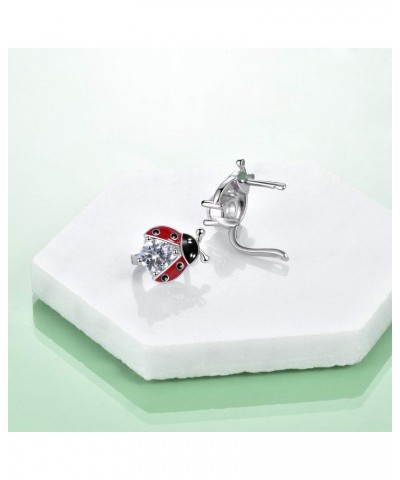 Ladybug Earrings for Women Sterling Silver Ladybug Leverback Hoop Earrings Jewelry for Girls (ladybug zircon earrings) $14.40...