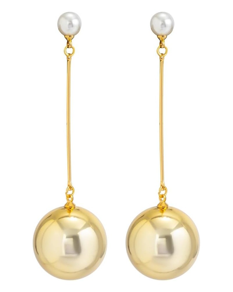 Big Ball Earrings Drop Dangle Chain Gold Hanging Statement Golden Earrings for Women 1 $8.83 Earrings