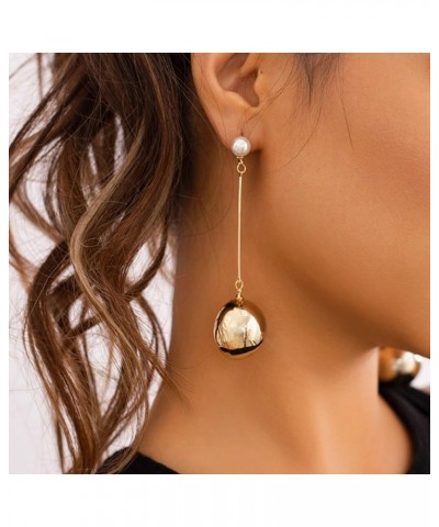 Big Ball Earrings Drop Dangle Chain Gold Hanging Statement Golden Earrings for Women 1 $8.83 Earrings