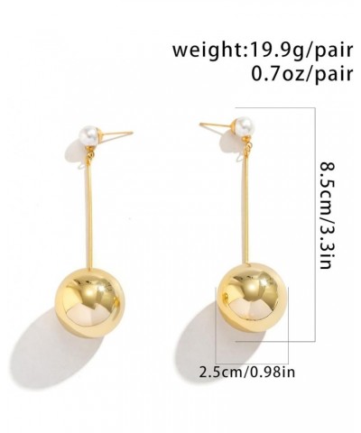 Big Ball Earrings Drop Dangle Chain Gold Hanging Statement Golden Earrings for Women 1 $8.83 Earrings