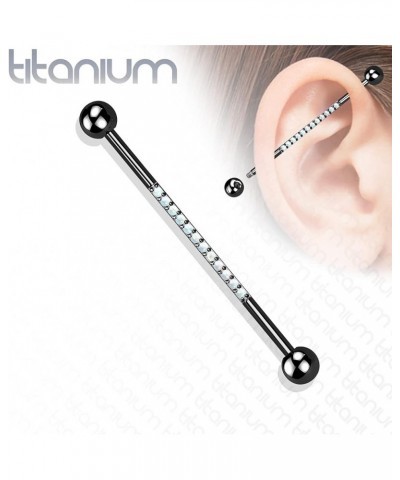 Dynamique Implant Grade Titanium Industrial Barbell With CNC Set Lined Opal On Bar (Sold Per Piece) Black/Opal White $12.88 B...