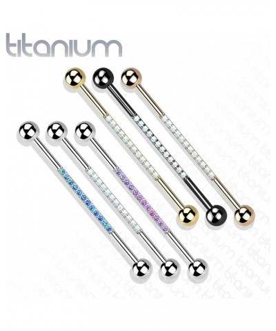 Dynamique Implant Grade Titanium Industrial Barbell With CNC Set Lined Opal On Bar (Sold Per Piece) Black/Opal White $12.88 B...