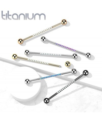 Dynamique Implant Grade Titanium Industrial Barbell With CNC Set Lined Opal On Bar (Sold Per Piece) Black/Opal White $12.88 B...