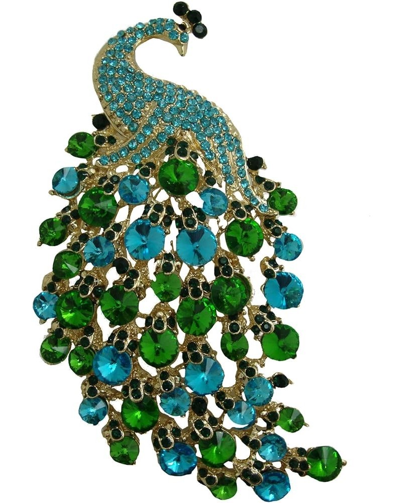 TTjewelry Art Nouveau Gorgeous Peacock Crystal Rhinestone Brooch Pins Green $10.80 Brooches & Pins