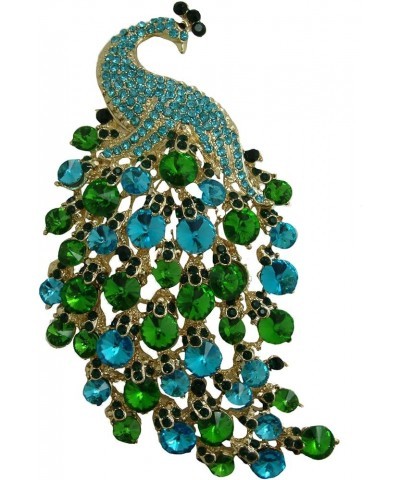 TTjewelry Art Nouveau Gorgeous Peacock Crystal Rhinestone Brooch Pins Green $10.80 Brooches & Pins