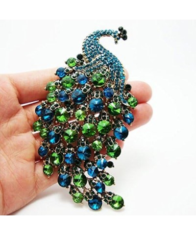 TTjewelry Art Nouveau Gorgeous Peacock Crystal Rhinestone Brooch Pins Green $10.80 Brooches & Pins