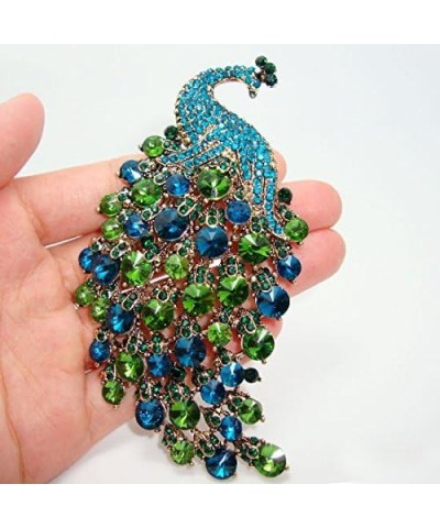 TTjewelry Art Nouveau Gorgeous Peacock Crystal Rhinestone Brooch Pins Green $10.80 Brooches & Pins