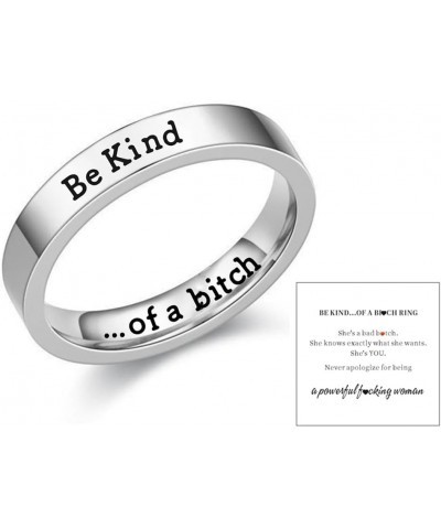 Be Kind Of A Bitch Ring for Women Inspirational Friendship Ring Stackable Stainless Steel Engraved Band Ring Motivational Fri...