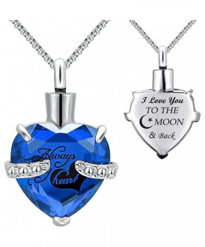 Urn Necklaces for Ashes Always in My Heart Heart Cremation Jewelry Memorial Pendant Birthstone Necklace September URN $10.44 ...