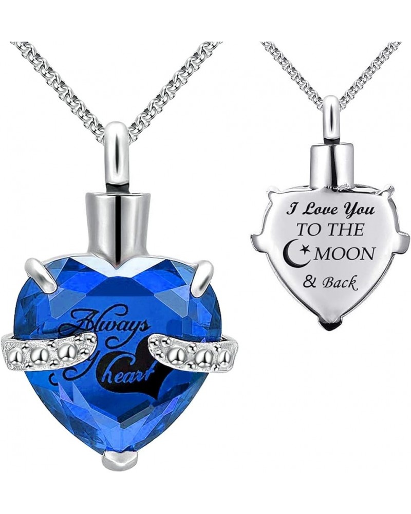 Urn Necklaces for Ashes Always in My Heart Heart Cremation Jewelry Memorial Pendant Birthstone Necklace September URN $10.44 ...