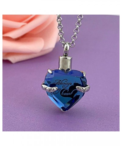 Urn Necklaces for Ashes Always in My Heart Heart Cremation Jewelry Memorial Pendant Birthstone Necklace September URN $10.44 ...