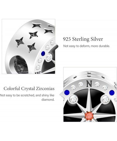 Mysterious Compass Charm Bead 925 Sterling Silver You are My World Compass Charm Fit for Bracelet/Necklace Christmas Charm Gi...