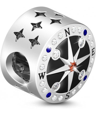 Mysterious Compass Charm Bead 925 Sterling Silver You are My World Compass Charm Fit for Bracelet/Necklace Christmas Charm Gi...