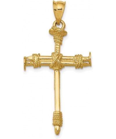 14k Yellow Gold Polished Nail Cross Pendant Fine Jewelry for Women (L- 40 mm W- 20 mm) $182.43 Pendants