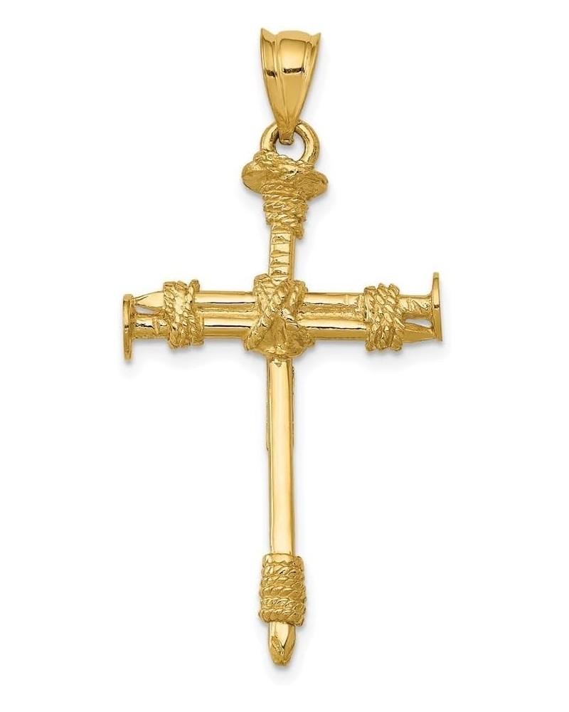 14k Yellow Gold Polished Nail Cross Pendant Fine Jewelry for Women (L- 40 mm W- 20 mm) $182.43 Pendants