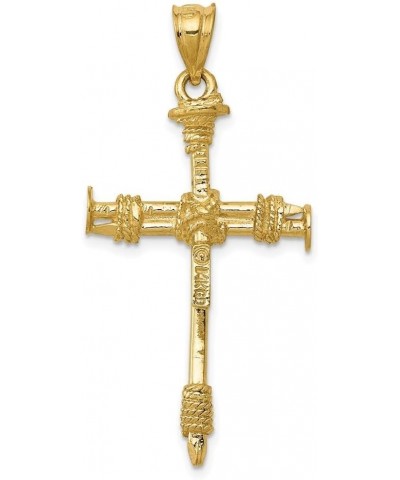 14k Yellow Gold Polished Nail Cross Pendant Fine Jewelry for Women (L- 40 mm W- 20 mm) $182.43 Pendants